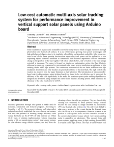 Low-cost automatic multi-axis solar tracking system for performance improvement in vertical support solar panels using Arduino board