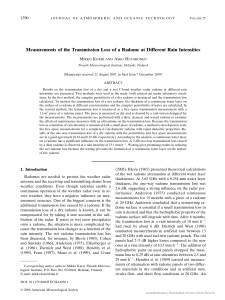  Journal of Atmospheric and Oceanic Technology] Measurements of the Transmission Loss of a Radome at Different Rain Intensities (1)