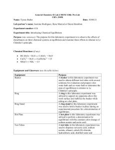 Pre-Lab Experiment 616 (Intro. to Chemical Equilibrium)