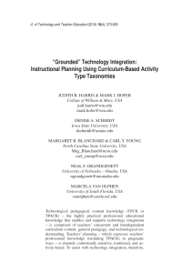 Technology Integration & Curriculum-Based Activity Taxonomies