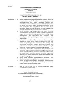 06. Undang-Undang Republik Indonesia Nomor 12 Tahun 2012 Tanggal10 Agustus 2012 Tentang Pendidikan Tinggi