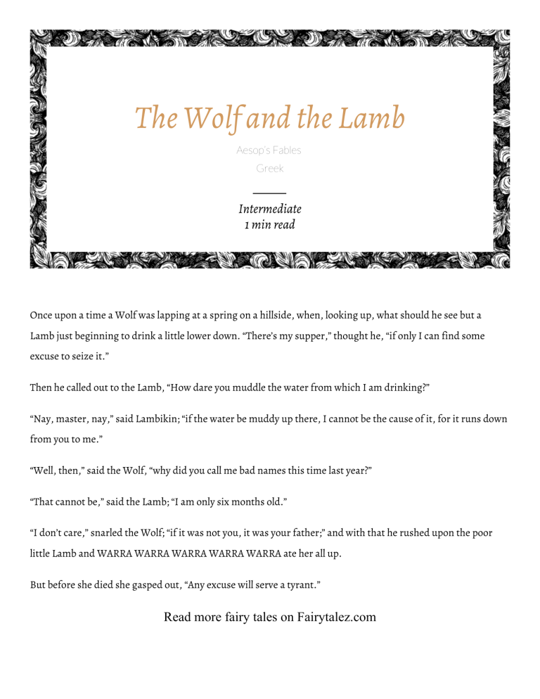The Wolf and the Lamb Aesop's Fable