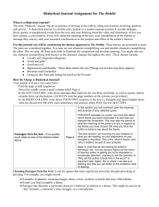 Dialectical Journal Assignment  - The Hobbit docx
