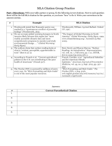 MLA Citation Practice Worksheet