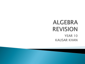 Algebra Revision