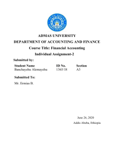 Financial Accounting Assignment: Cost, Depreciation, Disposal