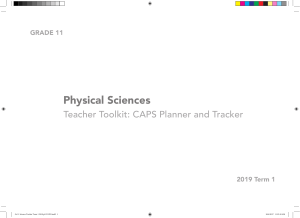 Grade 11 Physical Sciences Teacher Toolkit: CAPS Planner & Tracker