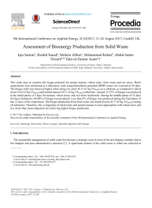Assessment of Bioenergy Production from
