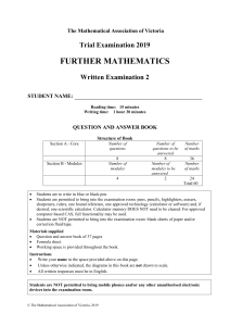 2019 MAV FurMaths Trial Exam 2 