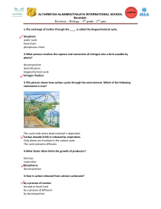 Revision – Biology – 9th grade - 2nd quiz