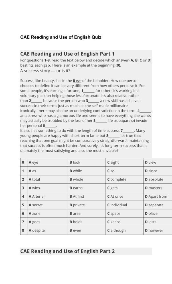 Use Of English Cae Part 2