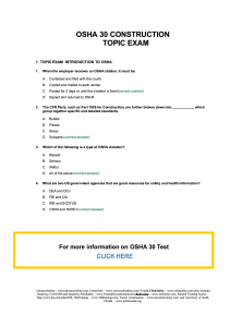 OSHA 30 Construction Topic Exam