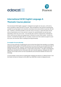 International GCSE English Language A thematic course planner