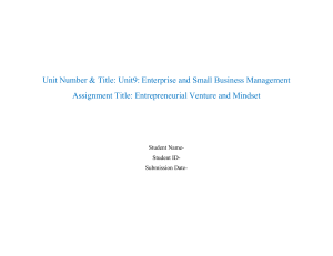 Unit 9- Enterprise  and Small Business Management.