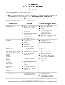 AP Biology Scoring Guidelines: Membrane Macromolecules