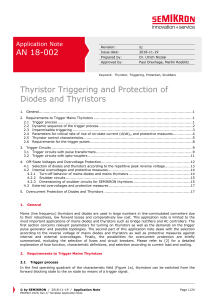 SEMIKRON Application-Note Thyristor Triggering and Protection of Diodes and Thyristors EN 2018-11-19 Rev-02