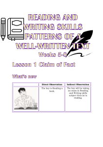 VILLAS Reading and Writing Skills week 5-8