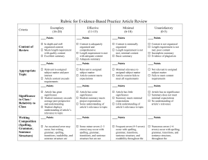 Rubric for Evidence-Based Practice Article review