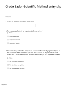 Grade 9adp -Scientific Method entry slip (Preview) Microsoft Forms