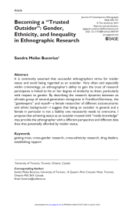 Ethnographic Research: Gender, Ethnicity, Inequality