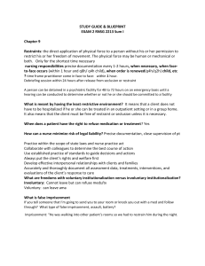 Psychiatric Nursing Study Guide: Restraints, Aggression, PTSD