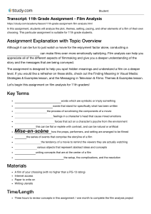 11th Grade Assignment - Film Analysis 2