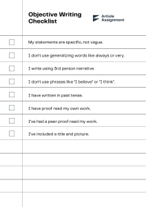 Objective writing checklist