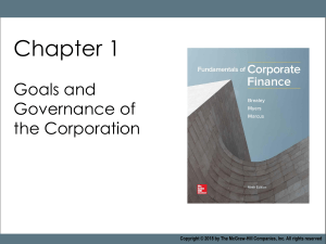Chapter 1 Goals and Governance of the Corporation