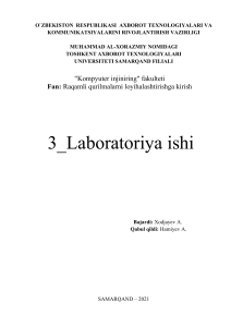 Raqamli qurilmalarni loyihalashtirish: ISTISNO-YOKI laboratoriya ishi