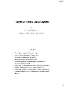 Lecture 1 Introduction to Computerised Accounting