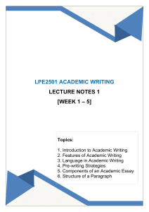 LPE2501 LECTURE NOTES 1 (WEEK 1 - 5)
