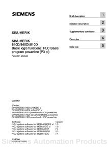 SINUMERIK PLC Basic Program Function Manual