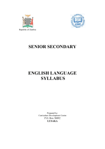 SENIOR SECONDARY ENGLISH LANGUAGE SYLLABUS