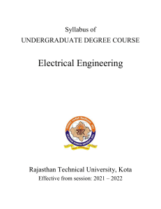 Electrical Engineering Syllabus - RTU Kota 2021-22