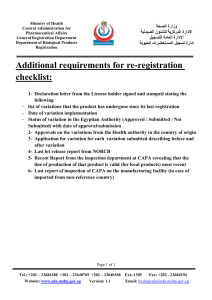 Additional reguirements for re-registration Checklist