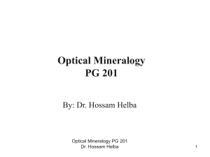 PG201. Optical Mineralogy lec 1