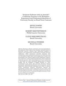 “Assistant Professor with an Asterisk”: Conflicting Tensions in the Workplace Experiences and Professional Identities of University Faculty on Fixed-Term Contracts