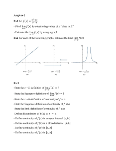 Limits and Continuity Assignment