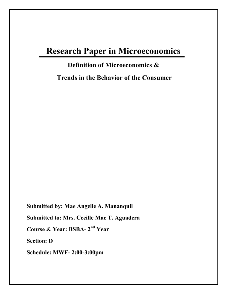 research paper on microeconomics