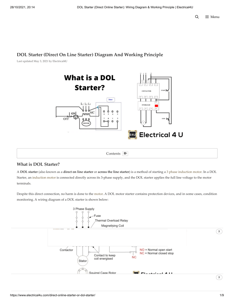Control Wiring Diagram Of Dol Starter Diagram Board