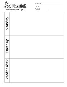 Science Weekly Warm up template
