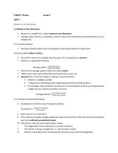 PHYSICS  motion in one dimension