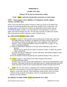 CS Homework: Database Papers, Relational Algebra, SQL