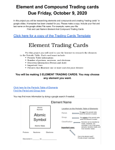 Element and Compounds Trading Cards Directions