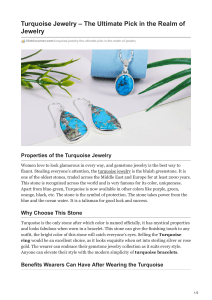 Turquoise Jewelry - The Ultimate Pick in the Realm of Jewelry