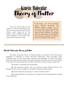 Kinetic Molecular Theory of Matter