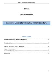 Visual Basic Loop Structures: For, Do, While