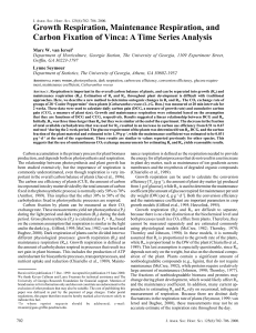 [23279788 - Journal of the American Society for Horticultural Science] Growth Respiration, Maintenance Respiration, and Carbon Fixation of Vinca  A Time Series Analysis