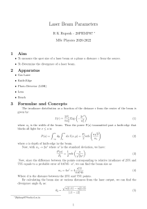 Laser Beam Parameters: Spot Size & Divergence Lab Report