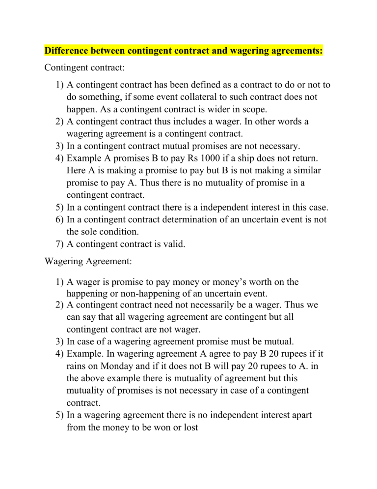 difference-between-contingent-contract-and-wagering-agreements